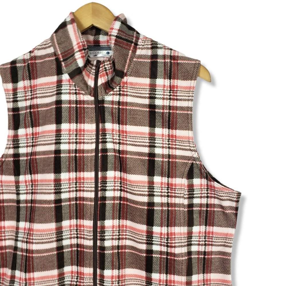 Riders by Lee Light-weight Plaid Fleece Vest Size Large - Picture 2 of 8
